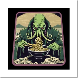 Cthulhu eat ramen Posters and Art